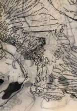 Load image into Gallery viewer, White with Black Eagle and Skull Design Scarf/wrap.