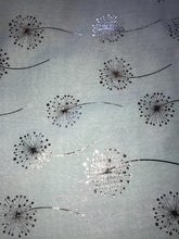 Load image into Gallery viewer, Pamper Yourself Now Aqua Green with Silver Dandelion Design Long Scarf