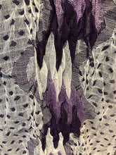 Load image into Gallery viewer, Pamper Yourself Now Purple, White and Grey Chunky Diamond Design Stretchy Blanket Scarf/wrap. Great Present/Gift for mums, Girlfriends or Wife.