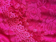 Load image into Gallery viewer, Pamper Yourself Now Fuchsia Pink Roses Designs lace Triangle Scarf. a Lovely Fashion Item. Fantastic Gift