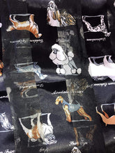 Load image into Gallery viewer, Pamper Yourself Now Black Shiny Dog Scarf with Different Dog Breeds