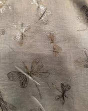 Load image into Gallery viewer, Pamper Yourself Now Sky Blue with Silver Foiled Glitter Dragonfly Design Long Scarf/wrap