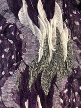 Load image into Gallery viewer, Pamper Yourself Now Purple, White and Grey Chunky Diamond Design Stretchy Blanket Scarf/wrap. Great Present/Gift for mums, Girlfriends or Wife.