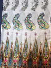 Load image into Gallery viewer, Pamper Yourself Now White with Bright Coloured Paisley Long Scarf, Soft Ladies Fashion London