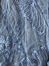 Load image into Gallery viewer, Grey thin lace butterfly design long scarf with tassels