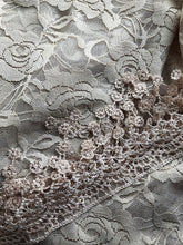 Load image into Gallery viewer, Pamper Yourself Now Beige Roses Designs lace Triangle Scarf. a Lovely Fashion Item. Fantastic Gift