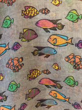 Load image into Gallery viewer, Pamper Yourself Now Grey Fish Scarf with Tropical Fish