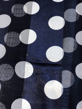 Load image into Gallery viewer, Navy with White Big spot Thin Pretty Scarf. Lovely with Any Outfit. 50's Style Scarf