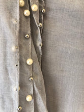 Load image into Gallery viewer, Pamper Yourself Now Grey with Beads and Pearls with Frayed Edge Long Soft Scarf/wrap