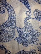 Load image into Gallery viewer, Pamper Yourself Now White with Blue Paisley Pattern Long Scarf, Soft Ladies Fashion London