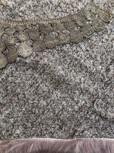 Load image into Gallery viewer, Pamper Yourself Now Dark Brown Triangle Scarf with Fur Trim and Sequin.