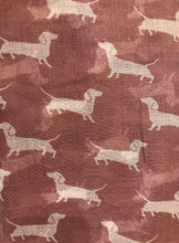 Load image into Gallery viewer, Pink with white dachshund scarf