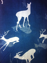 Load image into Gallery viewer, Pamper Yourself Now Dark Blue with White Deers and stag Print Scarves