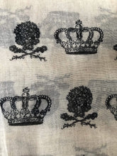 Load image into Gallery viewer, Pamper Yourself Now Beige with Black Skull and Crown Design Scarf/wrap