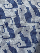Load image into Gallery viewer, Pamper Yourself Now Blue with Blue Silhouette Cats Long Scarf