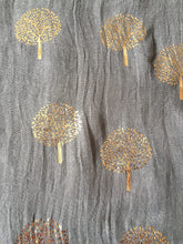 Load image into Gallery viewer, Pamper Yourself Now Grey with Gold Foiled Mulberry Tree Design Ladies Scarf/wrap. Great Present for Mum, Sister, Girlfriend or Wife.