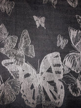 Load image into Gallery viewer, Black with beige butterflies Pashmina Style Scarf Lovely Summer wrap