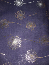 Load image into Gallery viewer, Pamper Yourself Now Navy Blue with Silver Dandelion Design Long Scarf