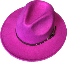 Load image into Gallery viewer, Fuchsia Adjustable felt look Fedora hat