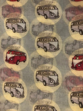 Load image into Gallery viewer, VW campervan design ladies long scarf, great for present/gifts. (light blue)