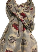 Load image into Gallery viewer, VW campervan design ladies long scarf, great for present/gifts. (light blue)