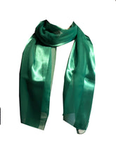 Load image into Gallery viewer, Plain light Green Faux Chiffon and Satin Style Striped Scarf Thin Pretty Scarf Great for Any Outfit Lovely Gift