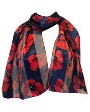 Load image into Gallery viewer, Navy thin poppy Ladies Soft Long scarf