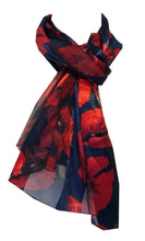 Load image into Gallery viewer, Navy thin poppy Ladies Soft Long scarf
