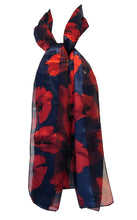 Load image into Gallery viewer, Navy thin poppy Ladies Soft Long scarf