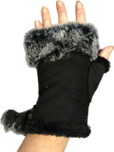 Load image into Gallery viewer, Black Faux Fur Trim Gloves.