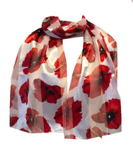 Load image into Gallery viewer, Cream thin poppy Ladies Soft Long scarf