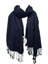 Load image into Gallery viewer, Plain Navy blue Pashmina Style Scarf