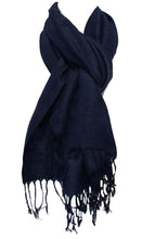 Load image into Gallery viewer, Plain Navy blue Pashmina Style Scarf