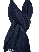 Load image into Gallery viewer, Plain Navy blue Pashmina Style Scarf