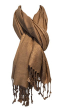 Load image into Gallery viewer, Plain Beige Pashmina Style Scarf