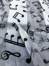 Load image into Gallery viewer, White Musical Notes Scarf with black Notes