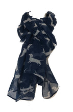 Load image into Gallery viewer, Navy with white dachshund scarf