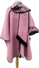 Load image into Gallery viewer, Pink tartan reversible wrap for women