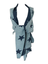 Load image into Gallery viewer, Navy with blue star blanket scarf