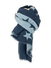Load image into Gallery viewer, Navy with blue star blanket scarf