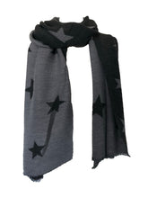Load image into Gallery viewer, Charcoal and grey star blanket scarf