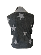 Load image into Gallery viewer, Charcoal and grey star blanket scarf