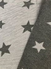 Load image into Gallery viewer, Charcoal and grey star blanket scarf