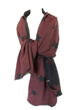 Load image into Gallery viewer, Pink and grey star blanket scarf