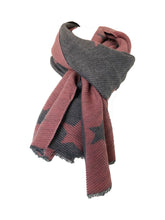 Load image into Gallery viewer, Pink and grey star blanket scarf
