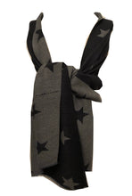 Load image into Gallery viewer, Black with grey star blanket scarf