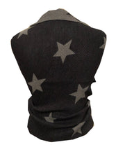 Load image into Gallery viewer, Black with grey star blanket scarf