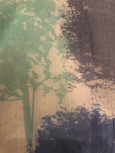 Load image into Gallery viewer, blue, green and grey tree scarf.