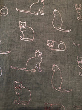 Load image into Gallery viewer, Light Green with Silver Silhouette Cats Long Scarf