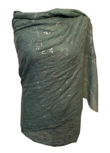 Load image into Gallery viewer, Light Green with Silver Silhouette Cats Long Scarf